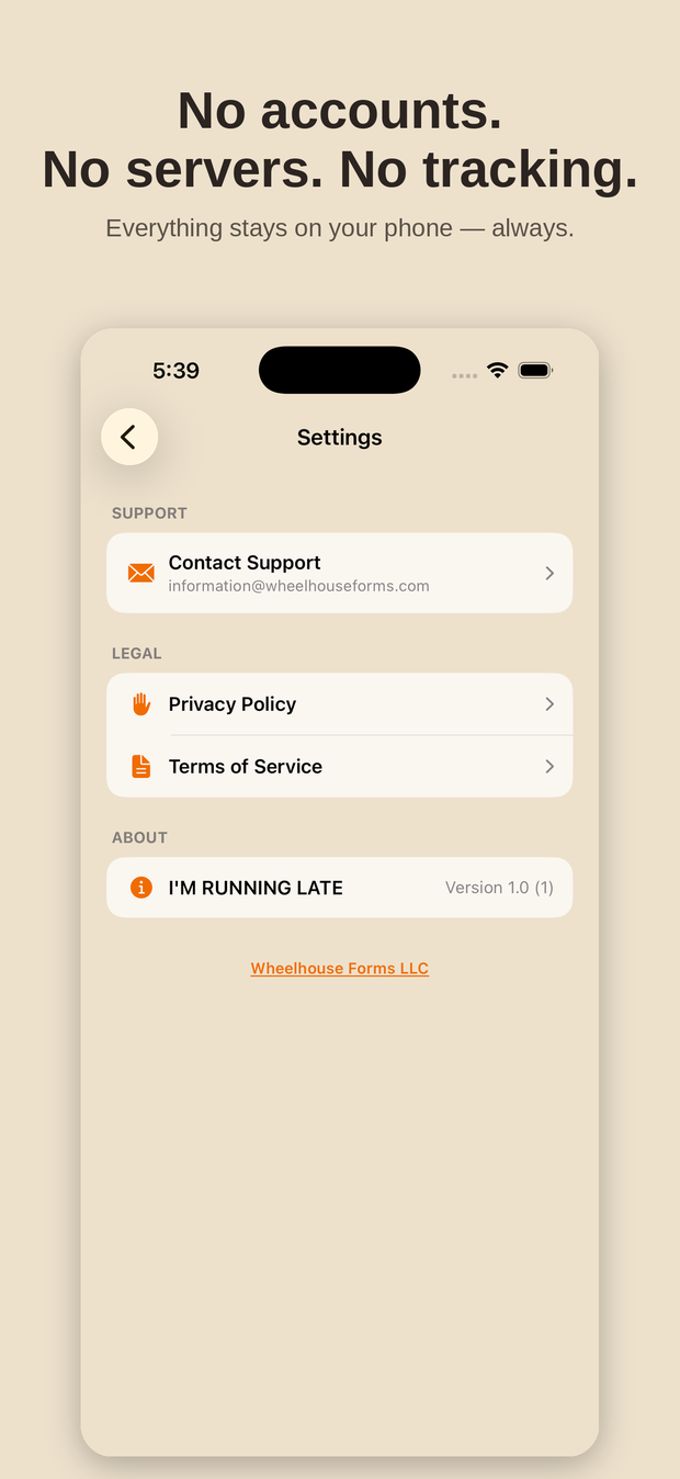 Settings screen