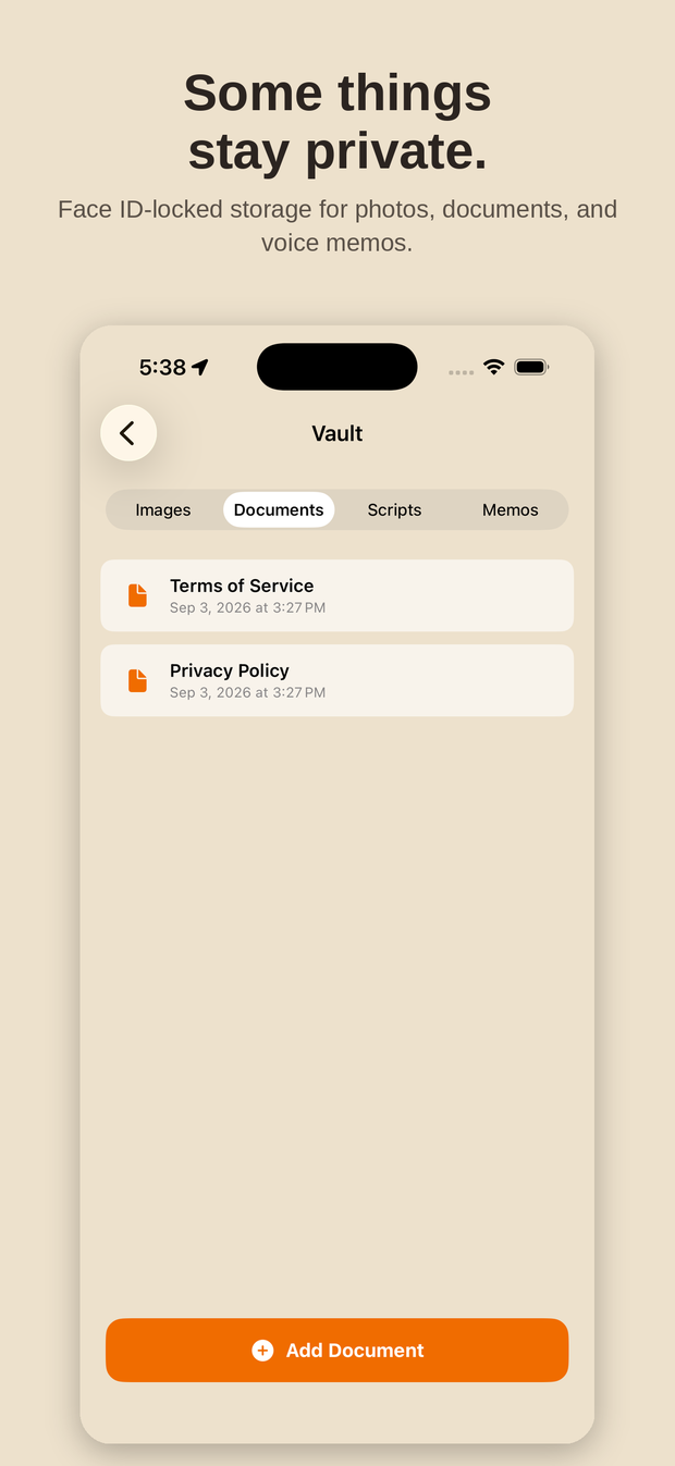 Vault screen